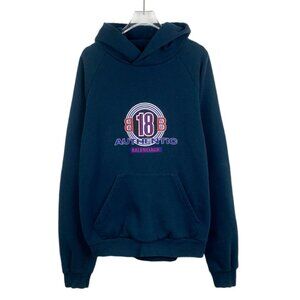 Balenciaga Authentic 18 Graphic Hoodie Navy Blue Unisex Cotton Blend Size L